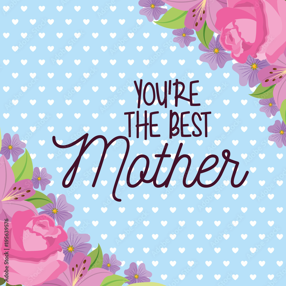 best mom flowers and dots decoration card - mothers day vector illustration
