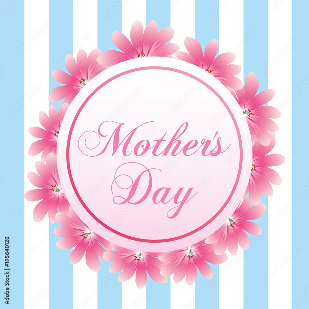 cute label flowers border decoration - mothers day vector illustration