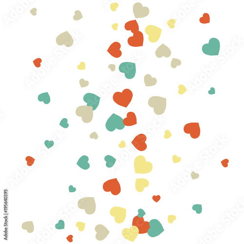 Vector Confetti Background Pattern.  Element of design.  Colored hearts on a white background