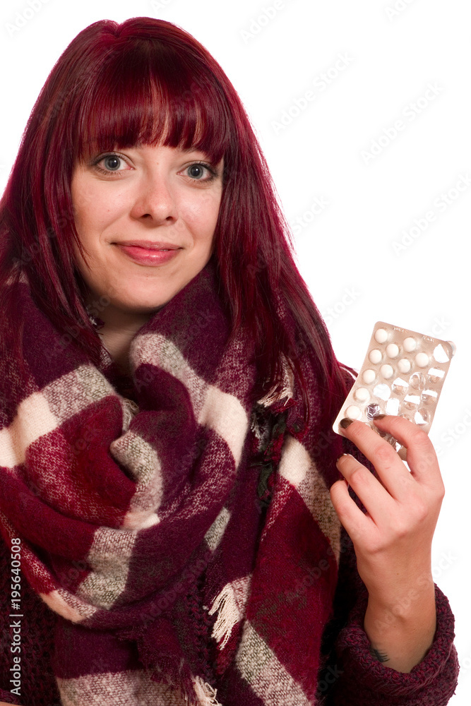 Junge Frau mit Tabletten