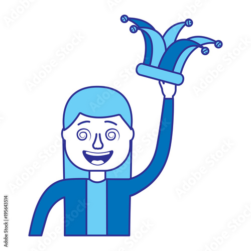 funny smile woman with jester hat vector illustration blue image