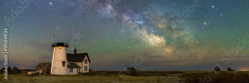 The Milky Way over Stage Harbor Lighthouse in Chatham, Massachusetts photo