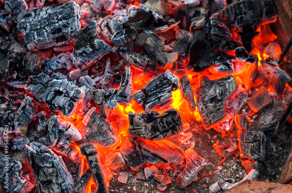 Burning Coals. Background. Close-Up. Burning Coals. Background. Close-Up.