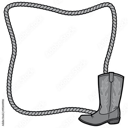 Rope Frame and Boot Illustration - A vector cartoon illustration of a Rope Border Lasso concept.
