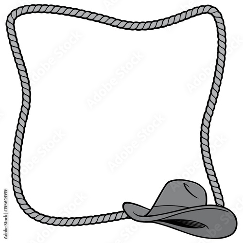 Rope Frame and Cowboy Hat Illustration - A vector cartoon illustration of a few Rope Border concepts.