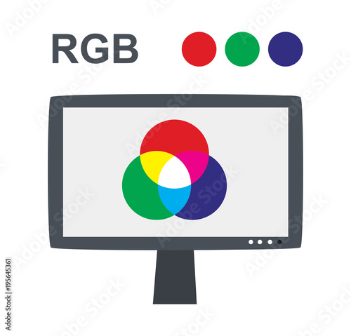 Vector RGB concept with lcd monitor - Additive color mixing