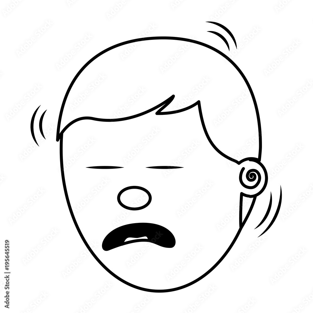 depressed and sad young face man vector illustration thin line image depressed and sad young face man vector illustration thin line image