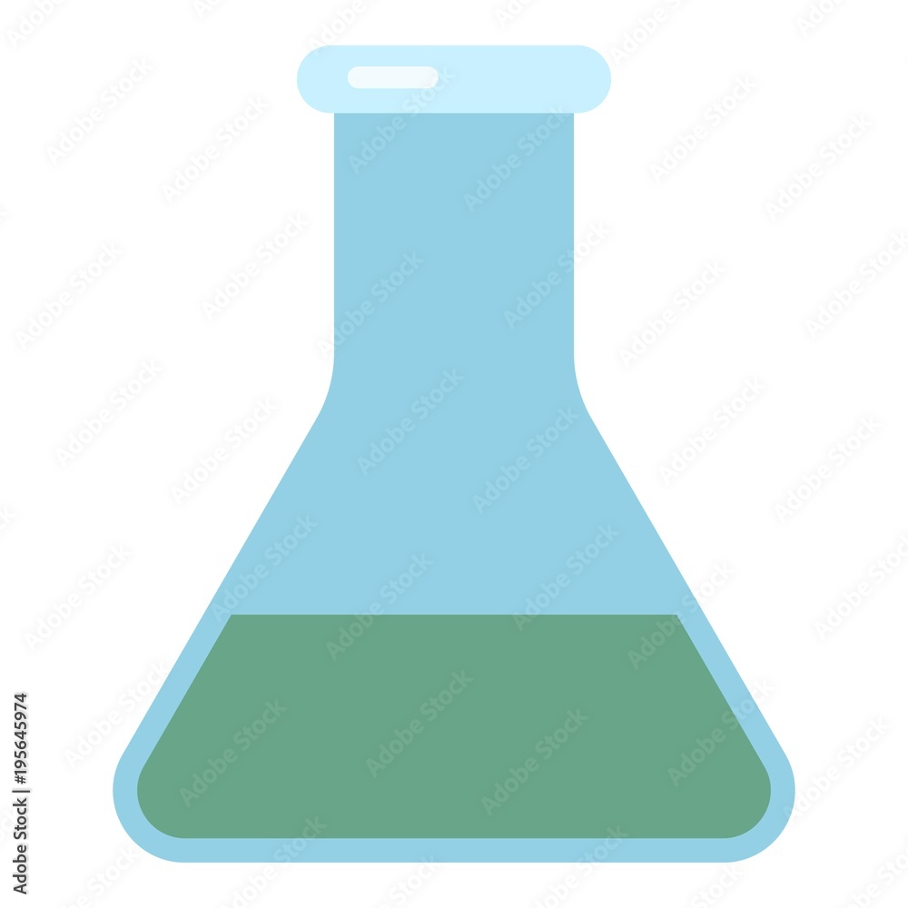 Flask chemistry icon, flat style