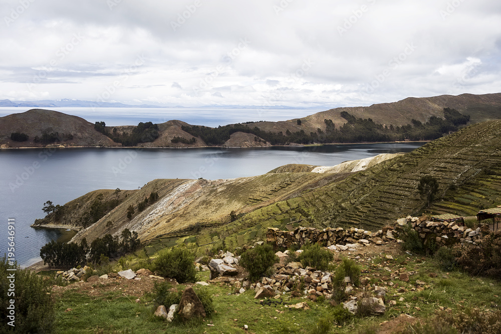 Isla del Sol on lake Titicaca in Bolivia