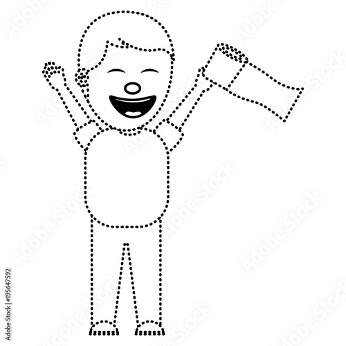 man smiling with toilet paper in his hand for a joke dotted line image