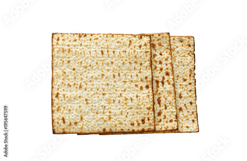 passover background with matzoh isolated on white.