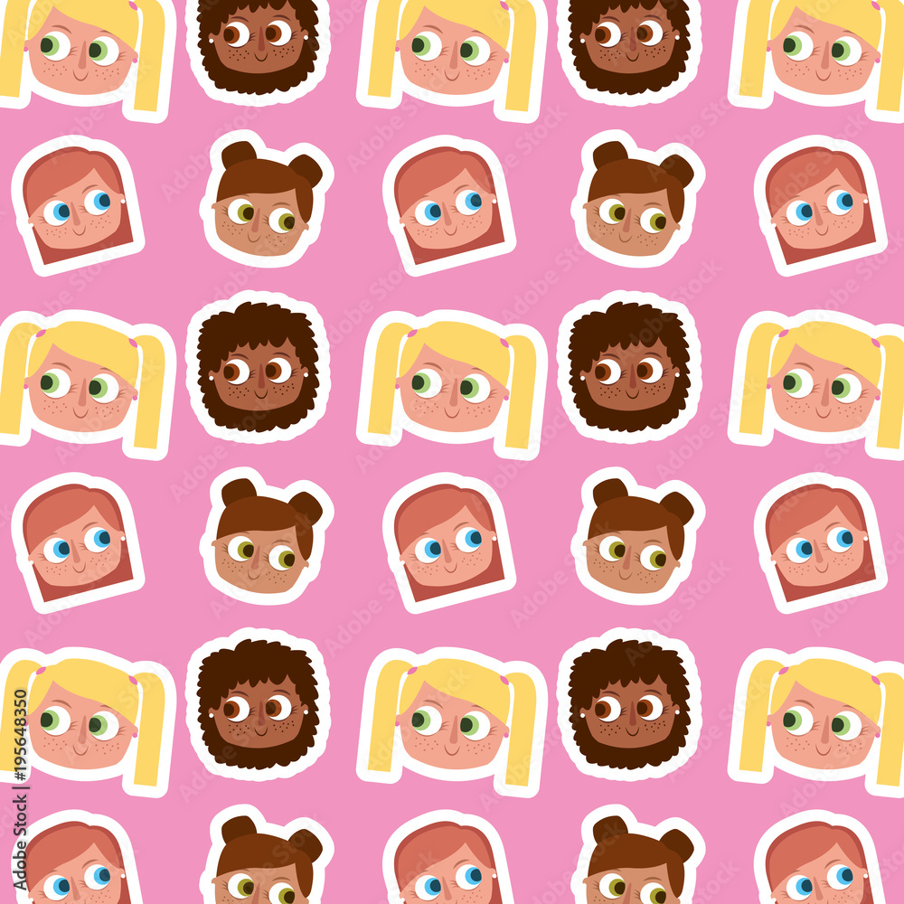 Fototapeta premium happy cartoon faces girl background vector illustration