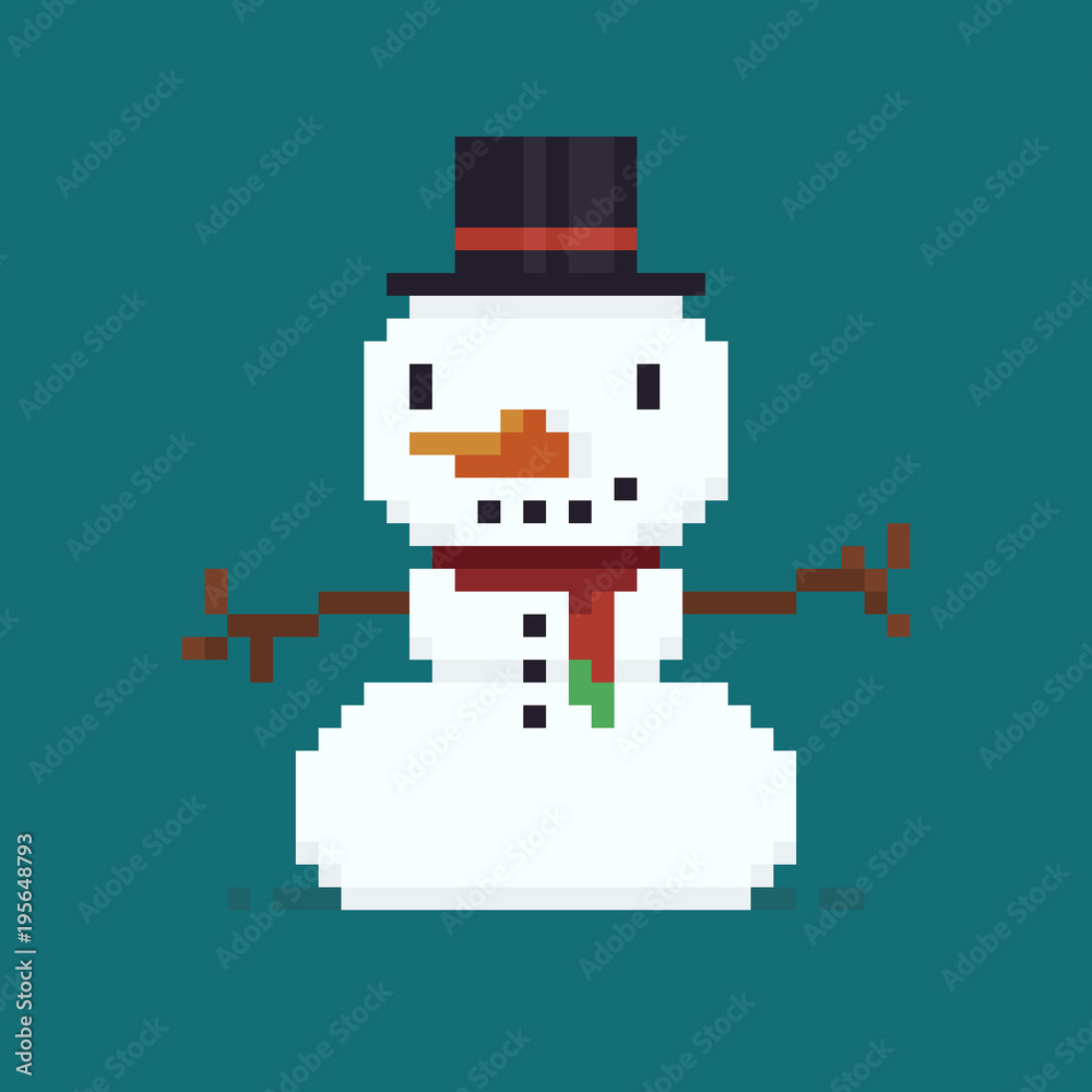 Pixel Art Snowman