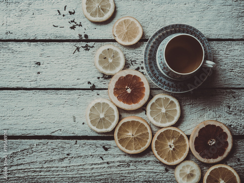 Cup of tea with citrus