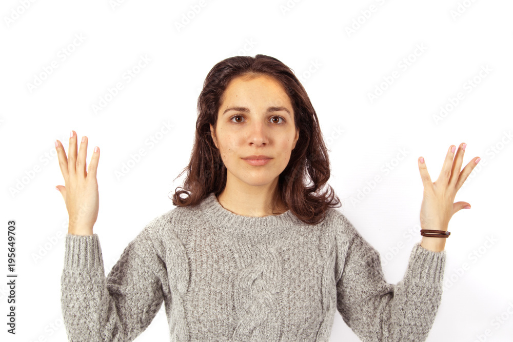 young woman raised her hands in the air young woman raised her hands in the air