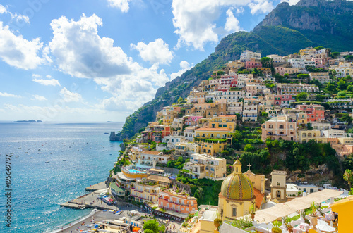 view on Positano on Amalfi coast, Campania, Italy