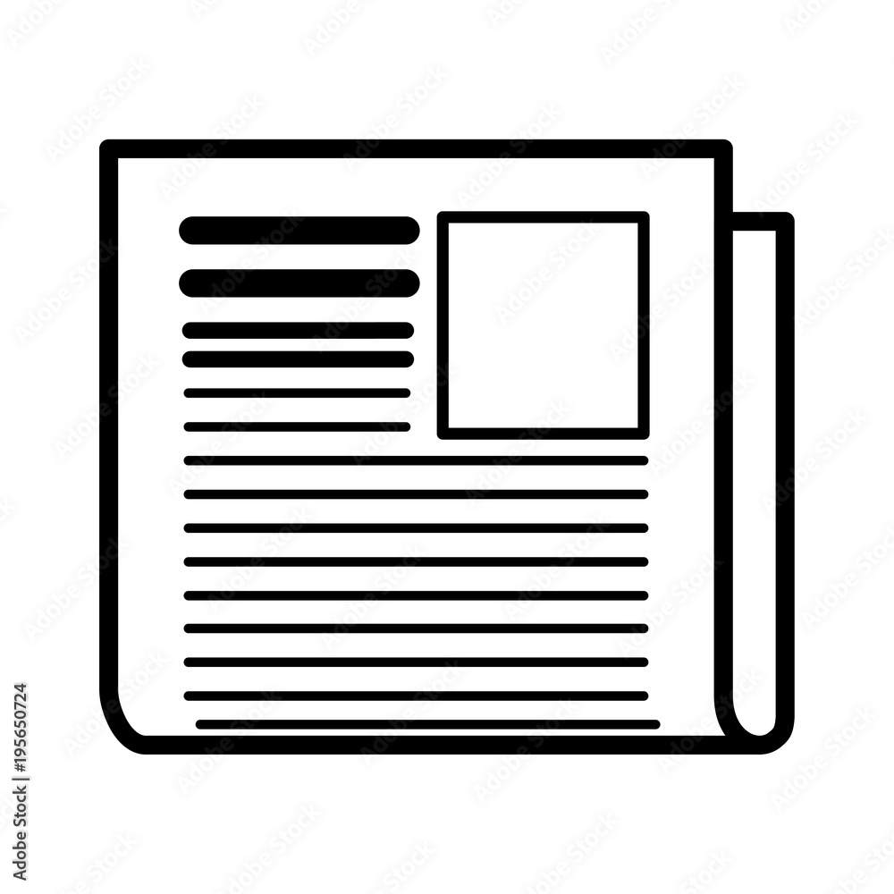 Minimalistic isolated newspaper icon with two pictures, name and headline Minimalistic isolated newspaper icon with two pictures, name and headline