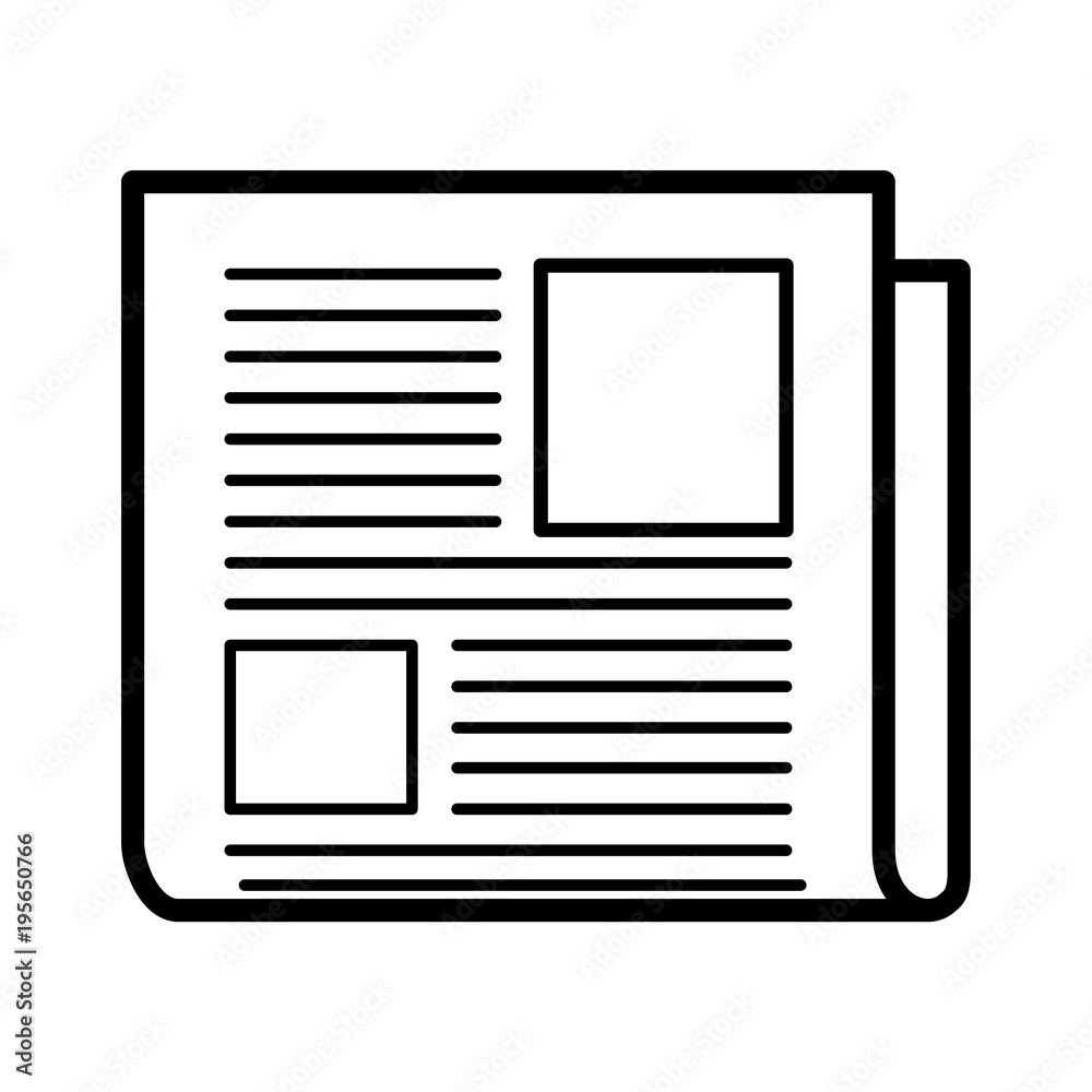 Minimalistic isolated newspaper icon with two pictures Minimalistic isolated newspaper icon with two pictures