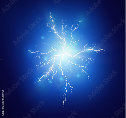 A set of lightning Magic and bright light effects. Vector illustration. Discharge electric current. Charge current. Natural phenomena. Energy effect illustration. Bright light flare and sparks