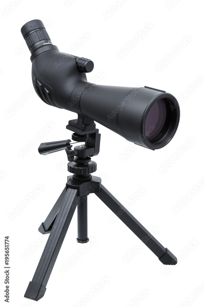 Modern telescope on a tripod isolated on white Modern telescope on a tripod isolated on white
