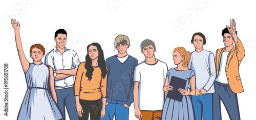 group of boys and girls students