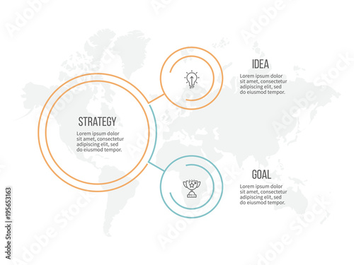 Business infographic. Organization chart with 2 options. Vector template. Editable line.