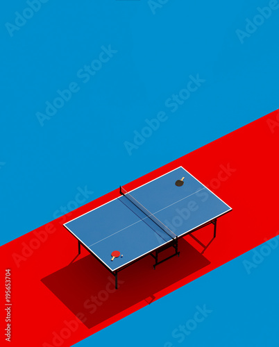 Ping-pong posters design. Table and rackets for ping-pong. 3d illustration