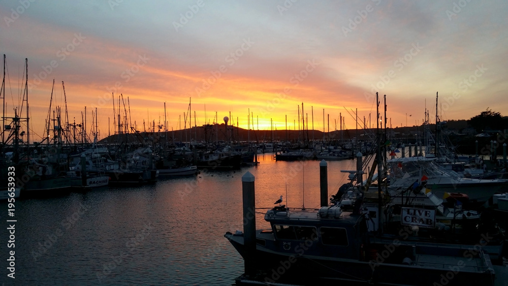 Sunset at harbor