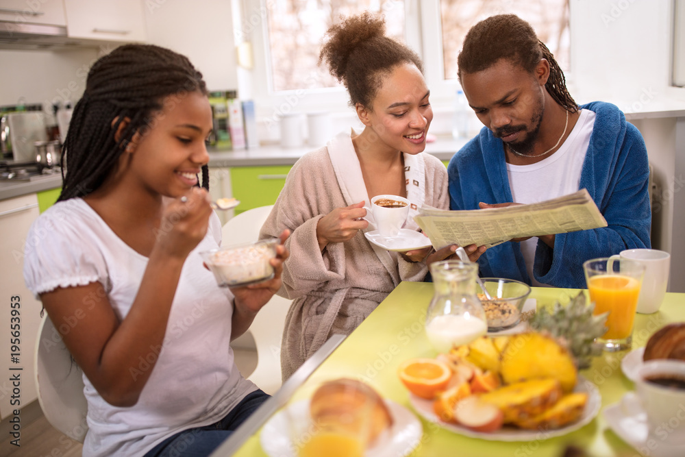 Afro American family on morning