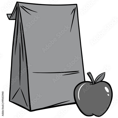 Sack Lunch Illustration - A vector cartoon illustration of a Sack Lunch concept.