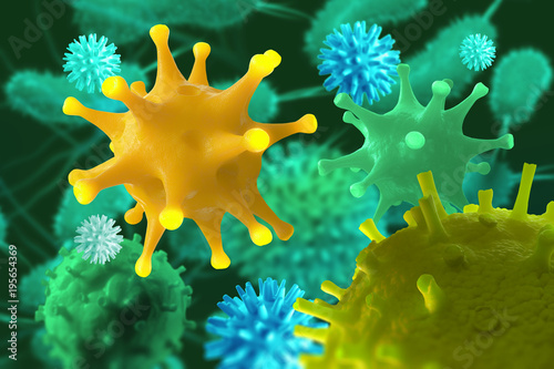 Tablou pe pânză Viruses, microbes and bacteria