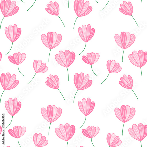 Pink floral seamless vector pattern. Background for spring season design