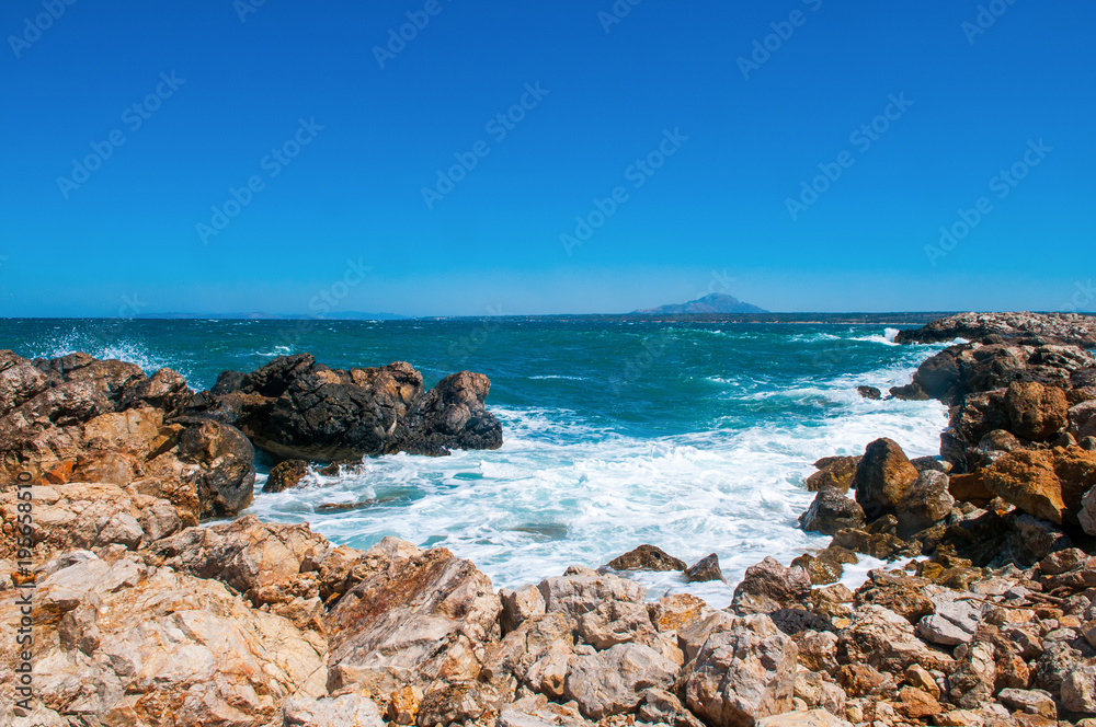 Beautiful summer landscape with a rocky beach