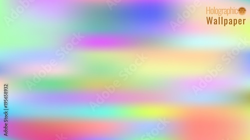 Desktop wallpapers with spectral holographic effect. Rainbow neon modern fluid design. Vector illustration
