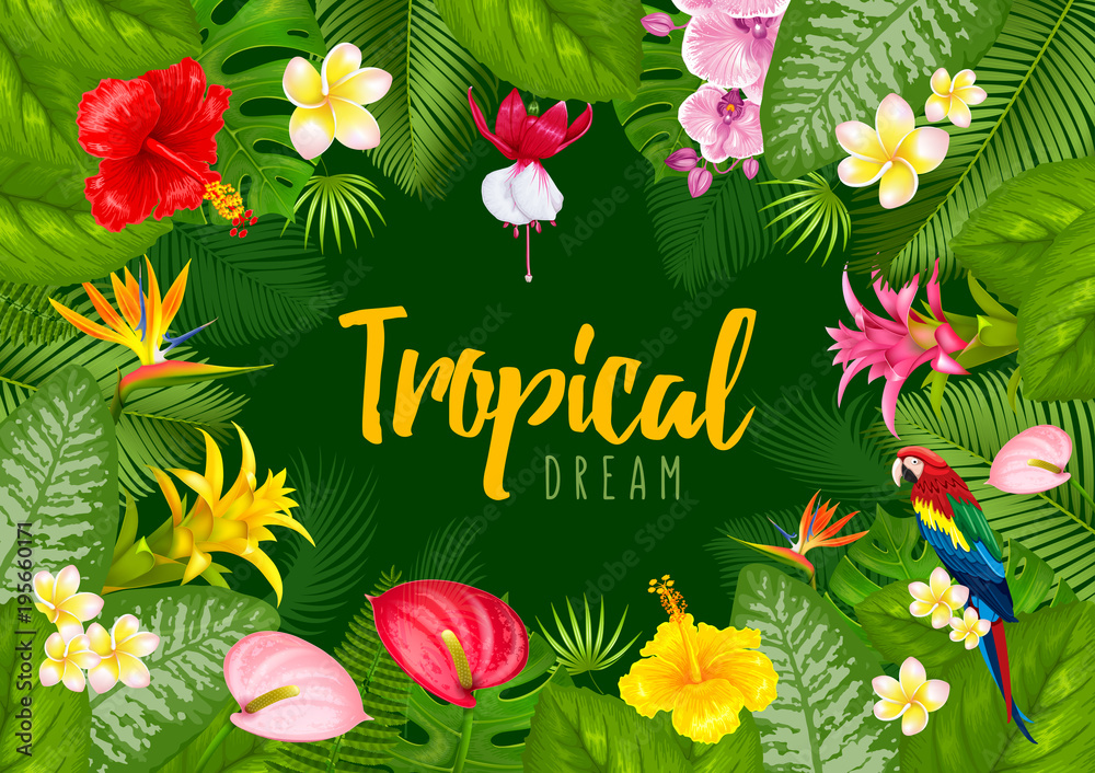 Fototapeta premium Summer tropical frame design