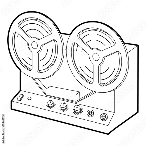 Retro recorder icon, outline style