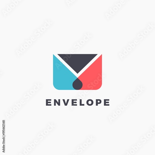 Flat vector illustration of stylized envelope. Minimalist silhouette logo for delivery service, app icon or post office