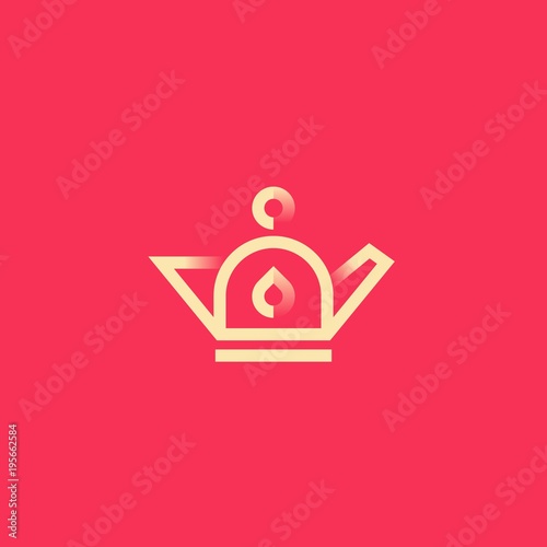 Outline vector logo of teapot. Gradient design template of kettle with color shadows
