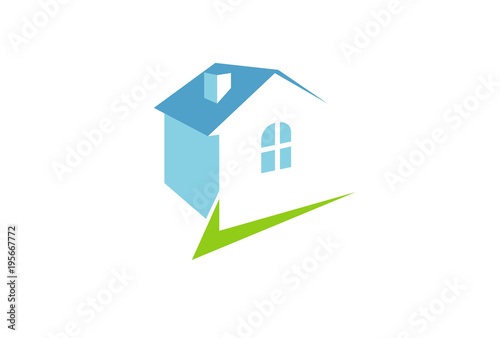 Check Home Blue Logo Design Illustration