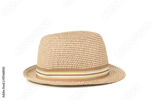 Vintage straw hat isolated on white background