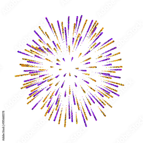 Firework isolated. Beautiful salute on white background. Bright firework decoration for Christmas card  Happy New Year celebration  anniversary  festival. Vector illustration