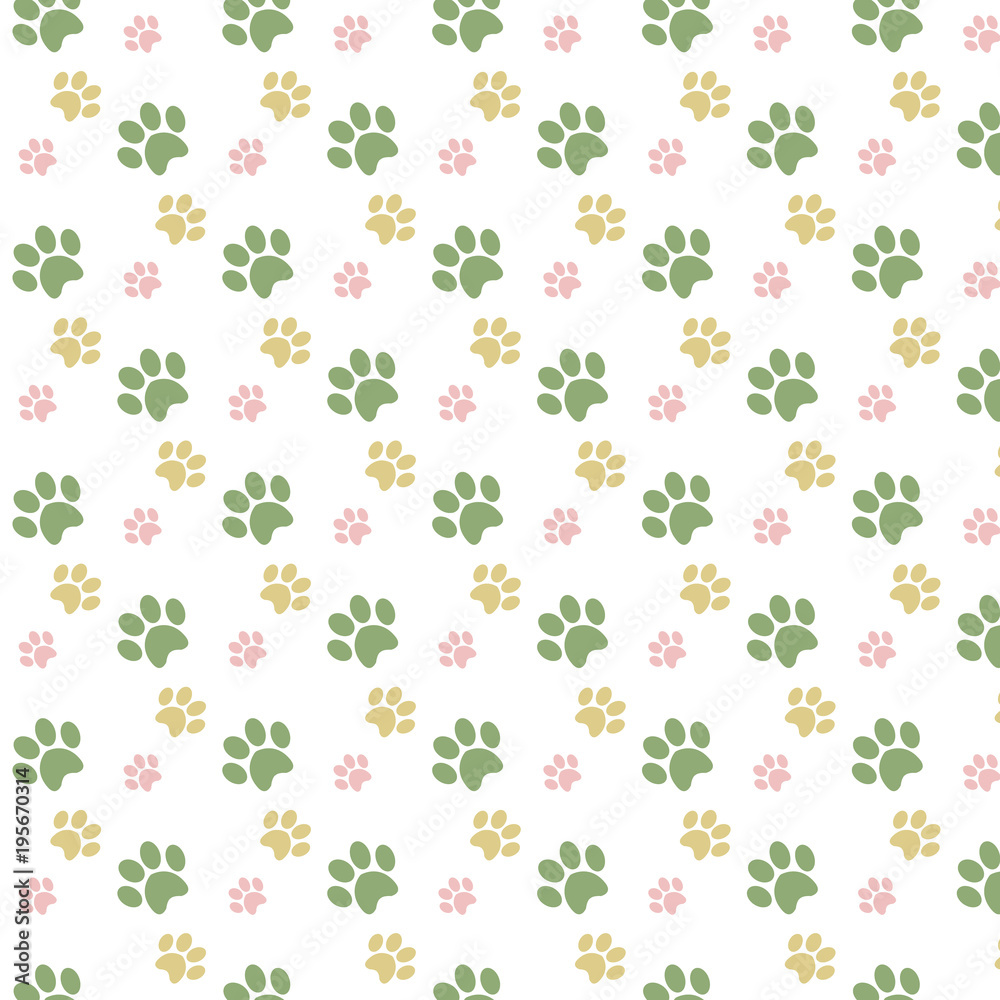 Ornament Animal pattern ornament with green yellow pink footprints dog