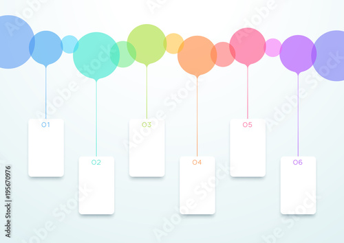 Abstract Vector Colorful Circles 6 Step Timeline Infographic