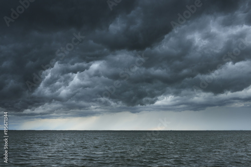 Storm clouds over lake, Etang de Vaccares, France