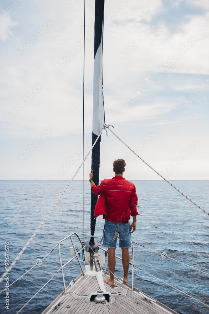 Seaman Standing on Sailing Boat Seaman Standing on Sailing Boat