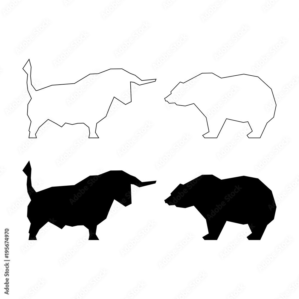 Fototapeta premium Bull and bear silhouette