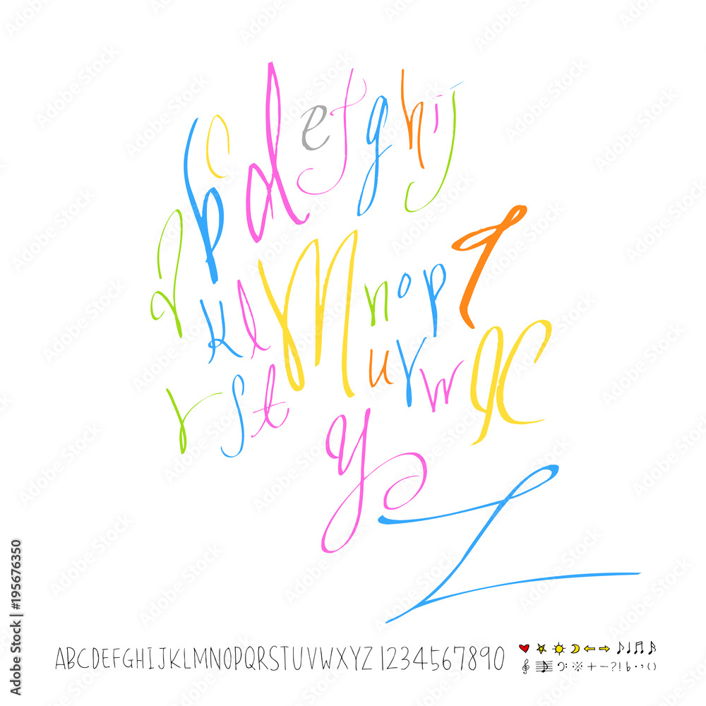 Obraz premium 벡터 문자 / 손으로 쓴 글씨체