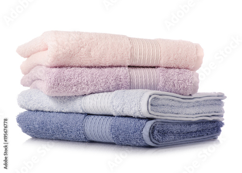 A stack of towels pink blue