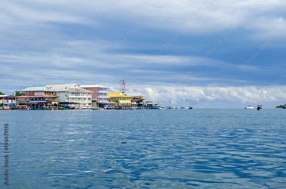 Bocas del Toro on Isla Colon in Panama with its waterfront