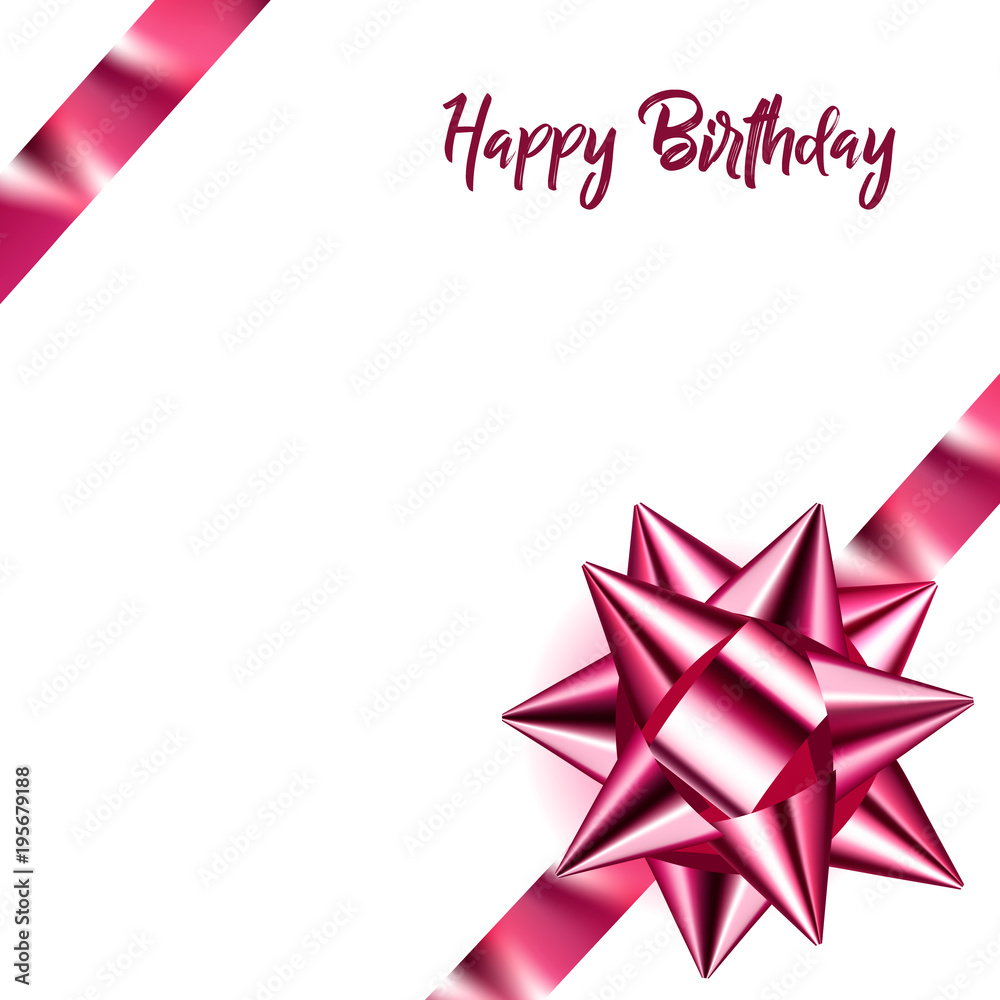 Realistic pink bow with ribbon. Vector illustration on white background. Realistic pink bow with ribbon. Vector illustration on white background.